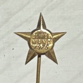 Lyn Hatton's gold star pin, engraved MANZ 1976