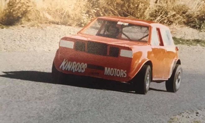 Lyn Hatton in the orange Kinross Motors Mini Sprint on a sealed hill-climb