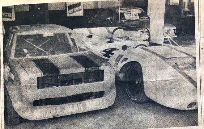 The Mini Sprint and Stanton Corvette on display in Oamaru